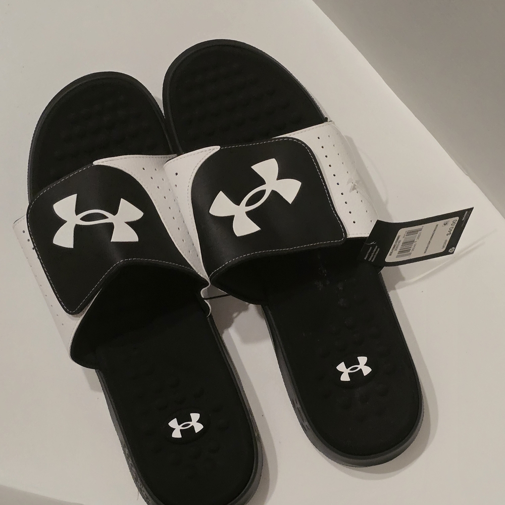 Under Armour Black and White Slides
